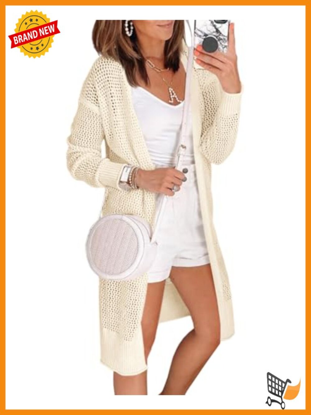 Crochet Lightweight Open Front Cardigan Bohemian Long Sleeve Kimono